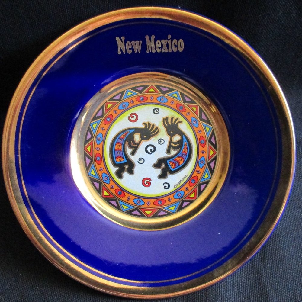 Vintage New Mexico Art Of Chokin Collectible Gold Rimmed Plate by agiftcorp